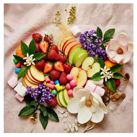 Pink Sonata by Jessence Parfums flat lay featuring strawberry, apple, bubble gum, fluffy marshmallow, orange blossom, heliotrope, magnolia, spun sugar and musk; hand-blended extrait de parfum made in NZ